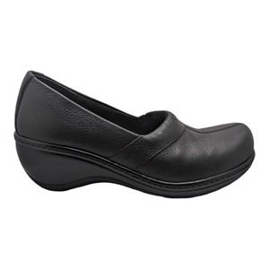 Soft Walk Black Leather Clogs Comfort Insole Nursing Shoes Size 8 NARROW